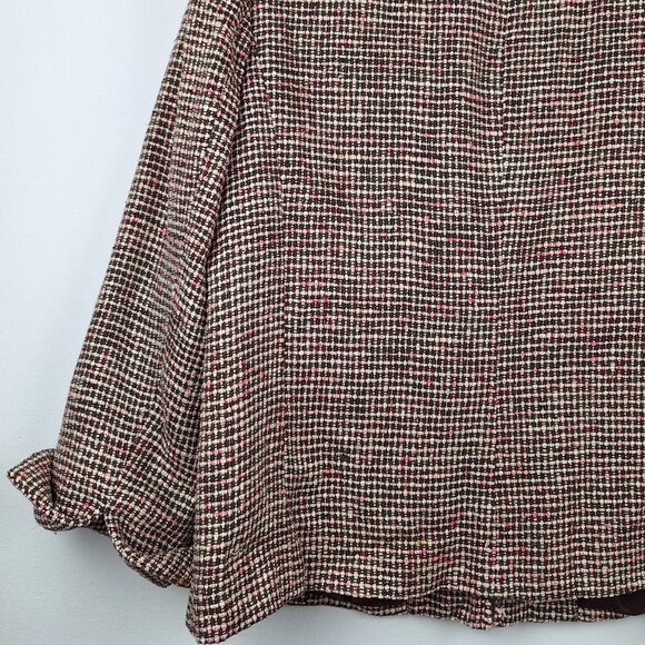 100% Silk Tweed Blazer Jacket Size 14. Pink White Brown Boucle Elana by Tanner - Picture 7 of 16
